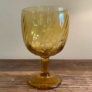 Hoffman House Thumbprint Swirl Glass Goblet 
One Yellow